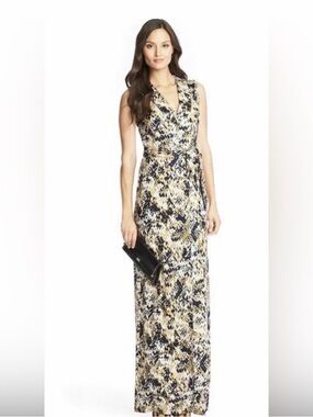 Diane Von Furstenberg DVF Yahzi Maxi Wrap Dress Reptile Print Size 0